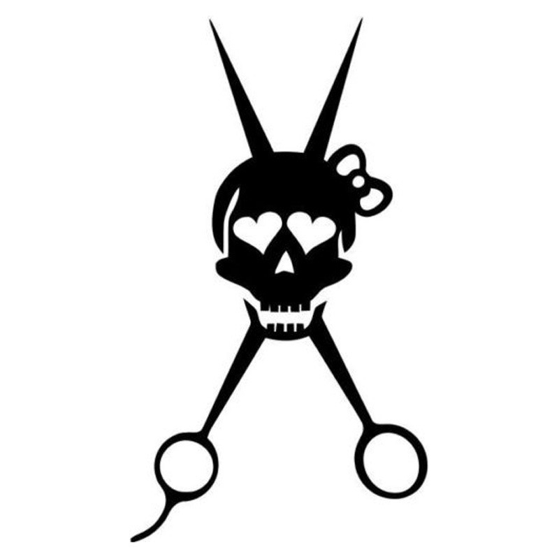 8cm 14 2cm Barber Hair Stylist Scissor Skull Car Sticker Decor