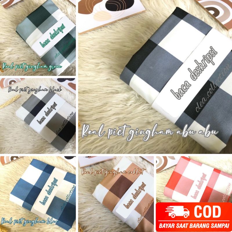 SPREI SAJA 90*100*120*140*160*180*200 GINGHAM PINK,GINGHAM BLACK,GINGHAM GREY,GINGHAM GREEN,GINGHAM 