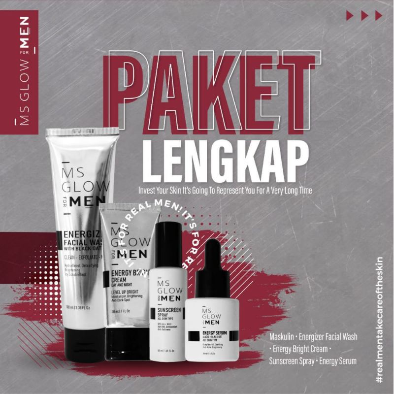 Paket Lengkap MS Glow Men / MS Men / Paket wajah Pria Ganteng / Cream wajah Laki laki / Halal 100%