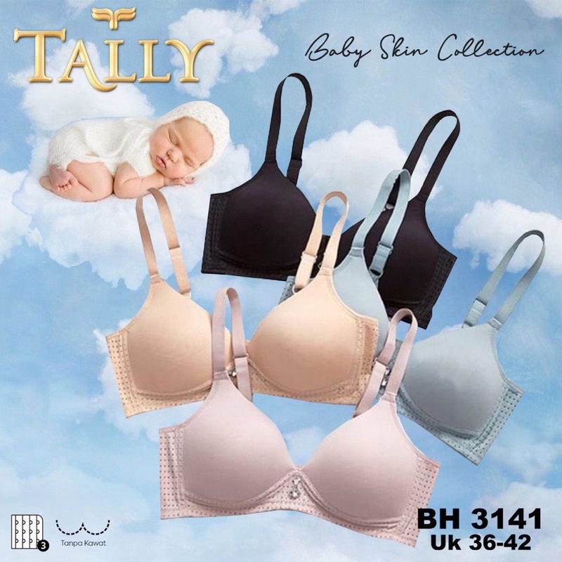 TALLY BRA BH BABY SKIN 3141 | TANPA KAWAT | CUP C | BUSA TIPIS | SIZE 36 - 42