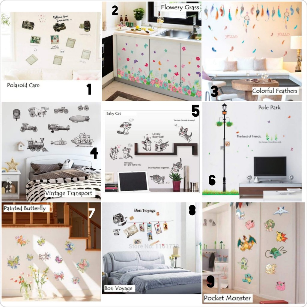 Wallsticker Dinding Sticker Ukuran 50x70 Motif Lawas Vintage dan Bunga