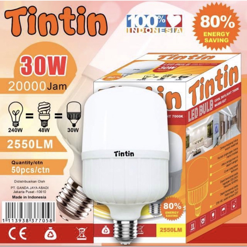 LAMPU LED 30W TERANG BULB CAPSUL COOLDAY LIGHT VD