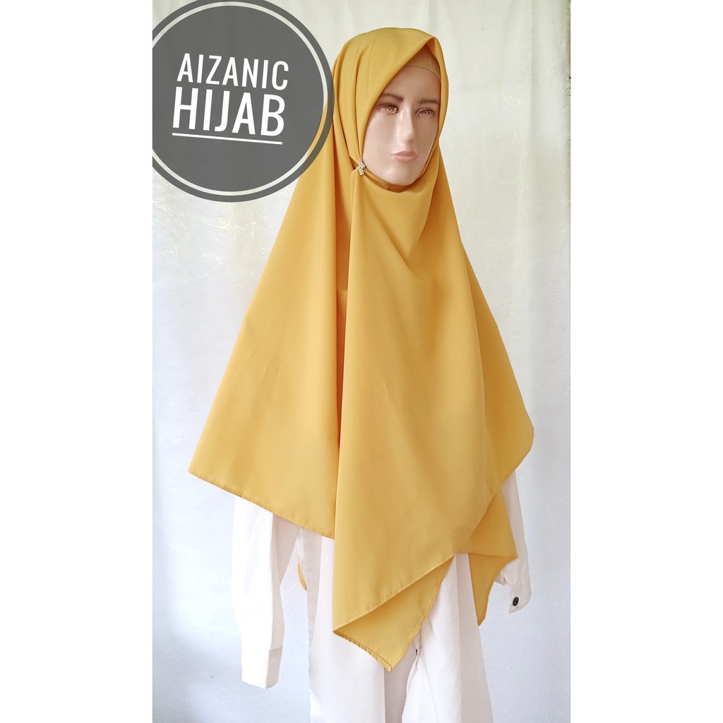 jilbab segi 4, jilbab syari bahan wolfis warna mustard