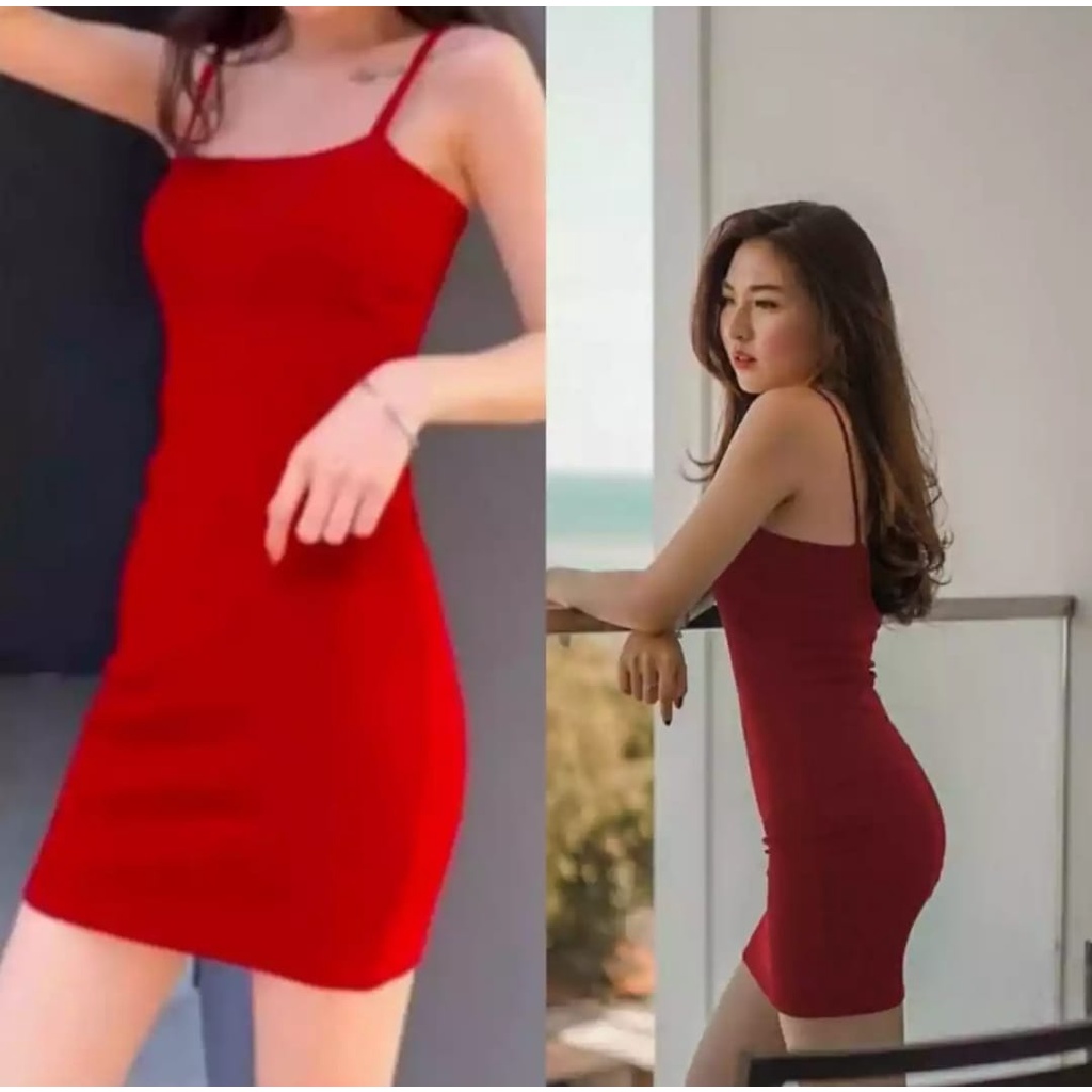 Mini Dress Korean Style Bodycon Premium Terbaru Kekinian / Tanktop Panjang Wanita Basic Dress Ketat Polos Elastis Melar untuk Remaja dan Dewasa