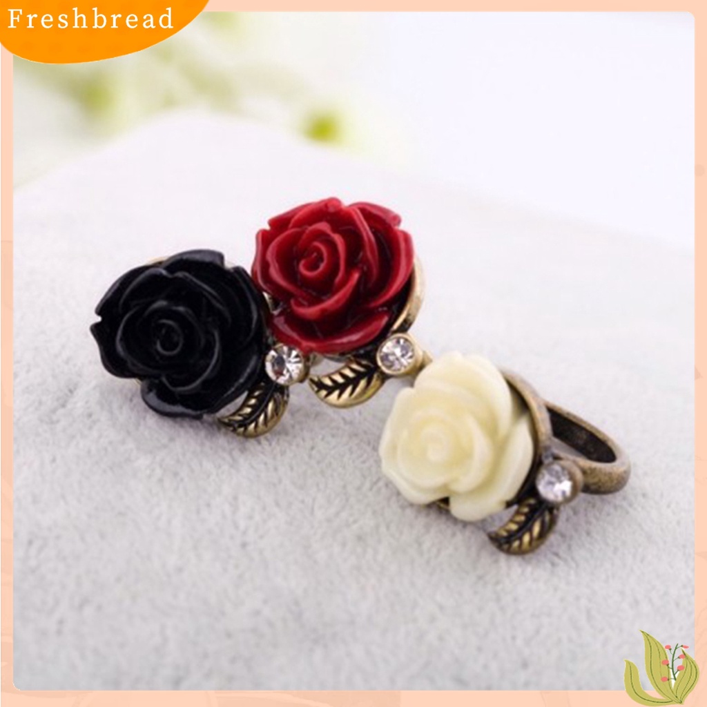 [TERLARIS]Ring Rose Leaf Elegant Vintage Women Rhinestone Ring for Dating