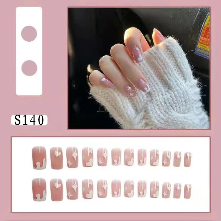 24PCS/SET Simulasi Lem Alpukat Memakai kuku palsu R Perawatan Kuku Palsu-S140