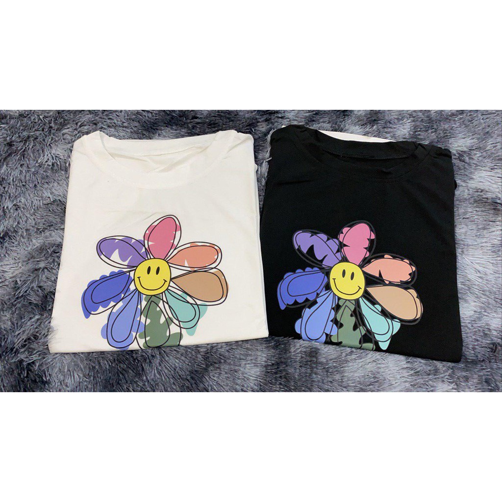 Oversize Tee / Tshirt Wanita   Model Longgar Motif Bunga Flo-03