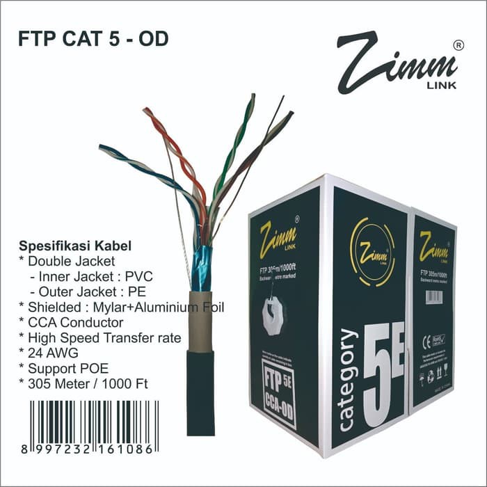 Kabel FTP STP Outdoor ZIMMLink Cat5e / FTP STP ZIMM Link Cat5e CCA-OD Double Jacket