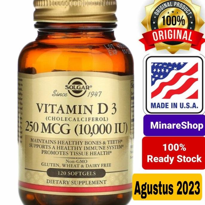 SOLGAR Vitamin D3 10000 iu 250 MCG 120 softgels Ori USA