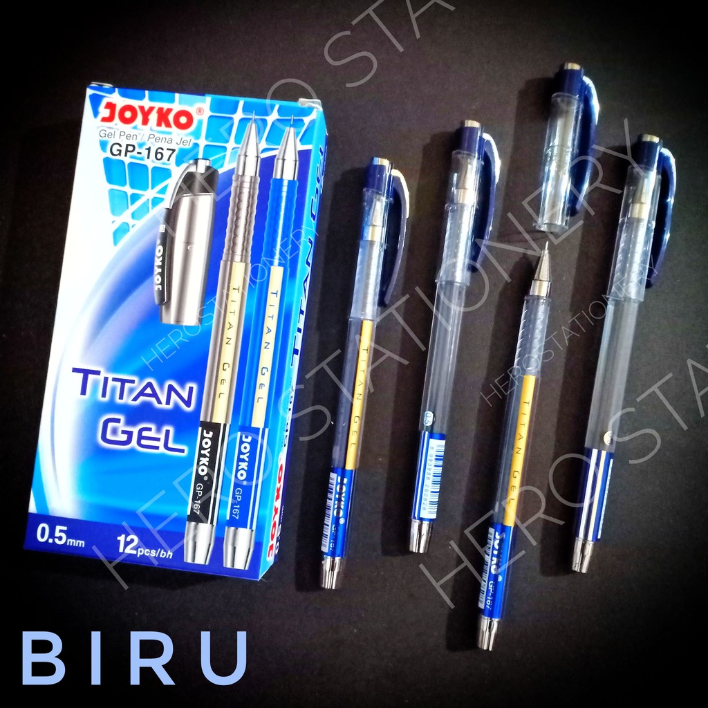 

Pen gel joyko titangel tinta biru GP-167 . 12 unit