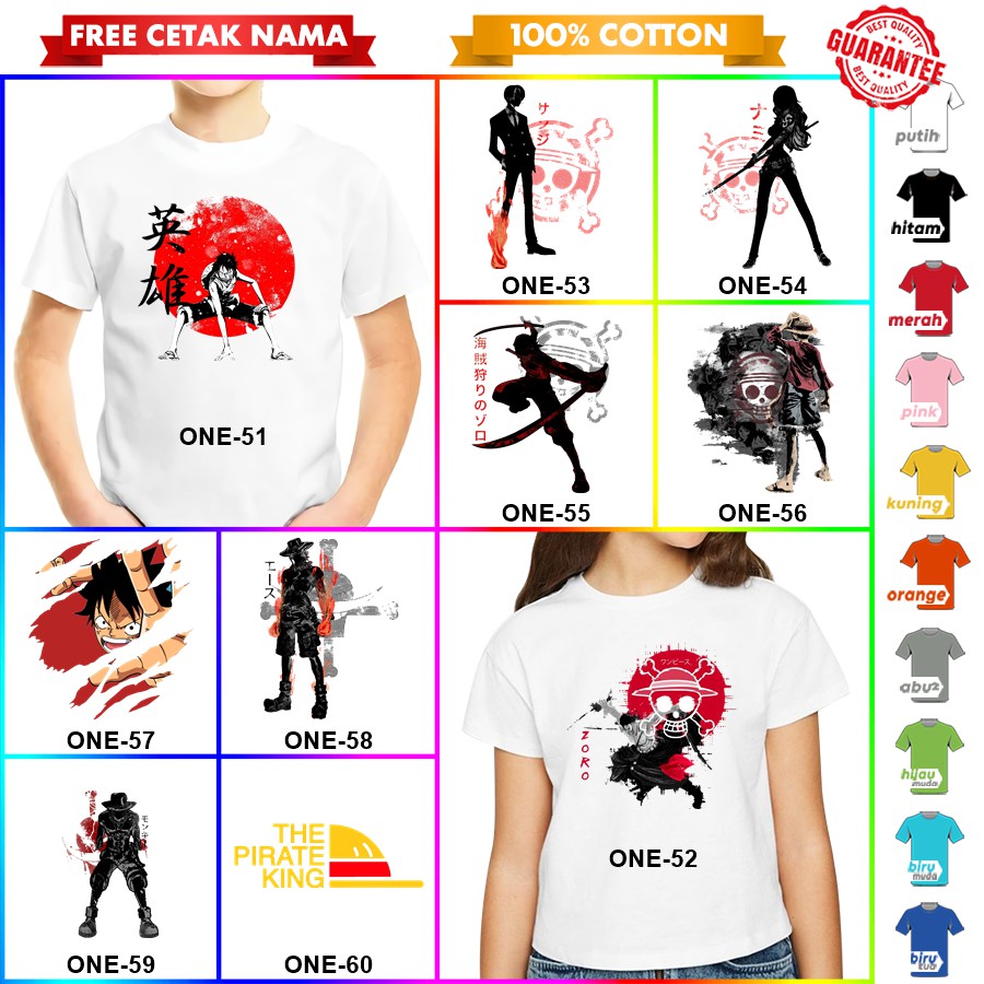 [FREE NAMA!!] Baju Kaos COUPLE  ANAK DAN DEWASA ONE PIECE BANYAK MOTIF