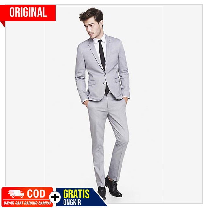 SETELAN BLAZER PRIA FORMAL 4IN1 - SUPER SLIM TWIST DARREL SOFT GREY SETELAN JAS FROAML SLIMFIT ORIGI