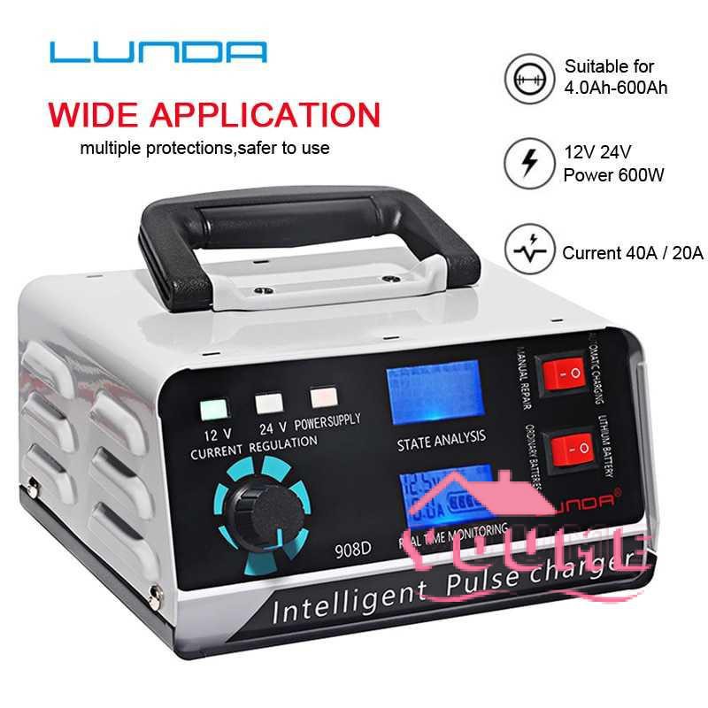Charger Aki Mobil Motor 400W 12V/24V 400Ah + LCD