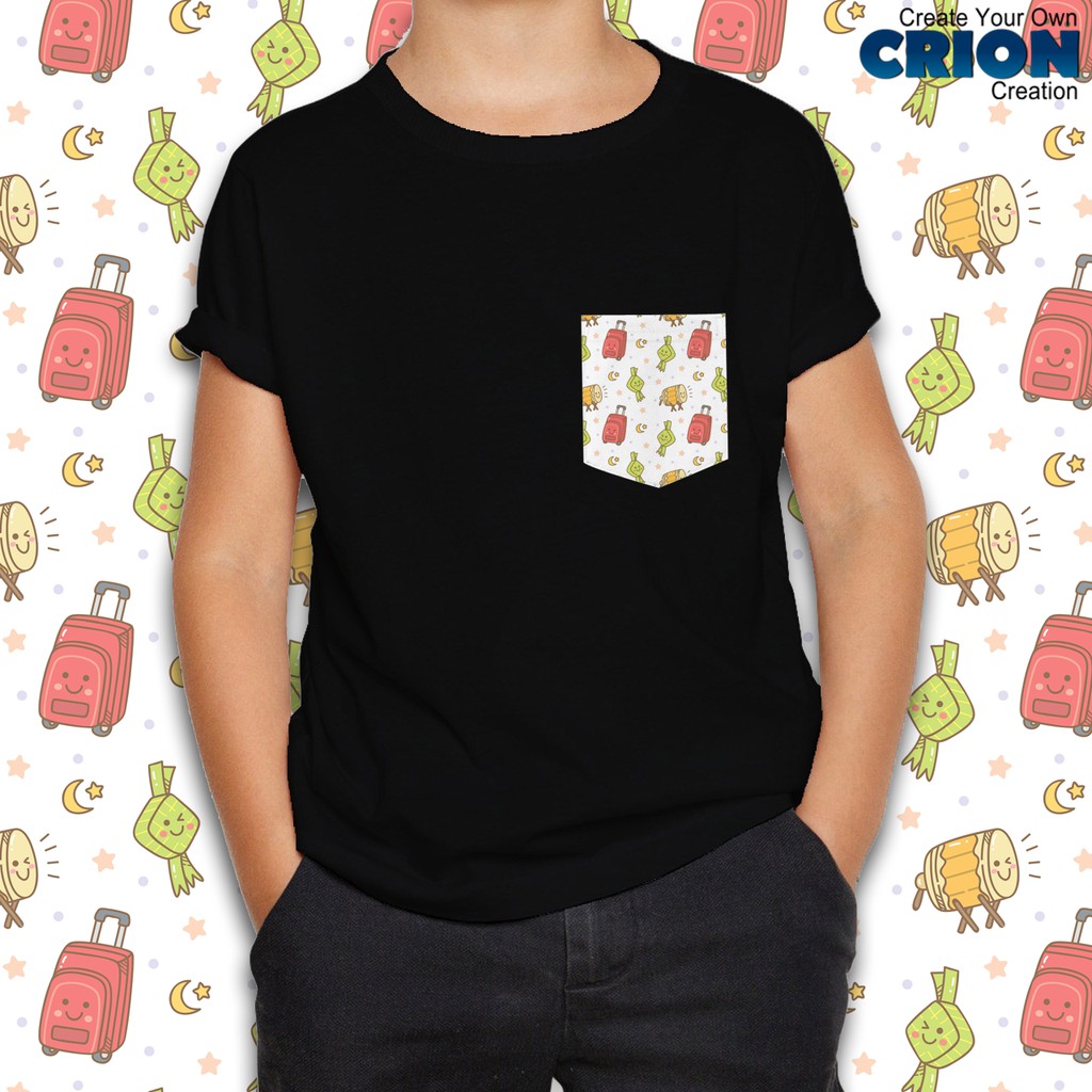 Crion Casual Tees Kids Ramadan Edition whit Pocket-Kaos dengan Kantong