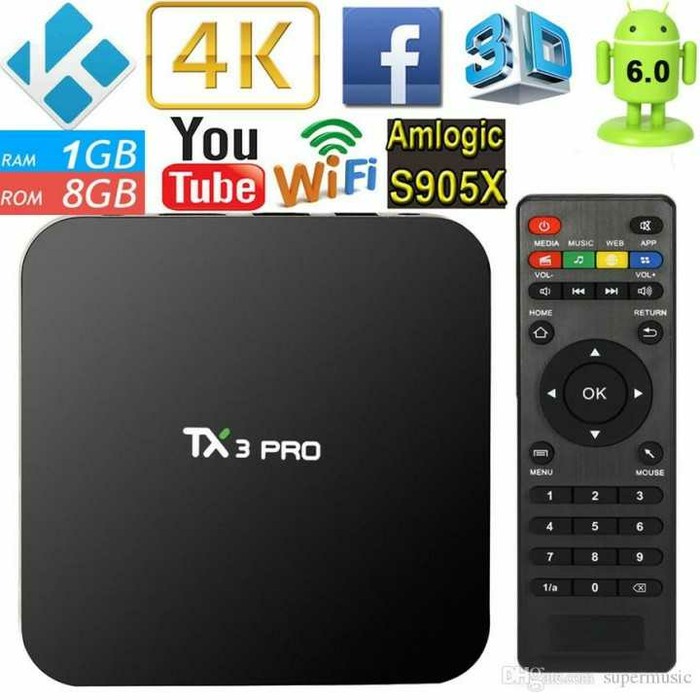 Dijual Android TV Box TX3 Pro 1GB 8GB Android 6.0 Marshmallow FULL KODI - Hitam Limited