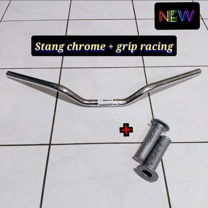 stang stir ninja - universal semua motor stang model ori tebal murah bonus dengan grip racing abu abu