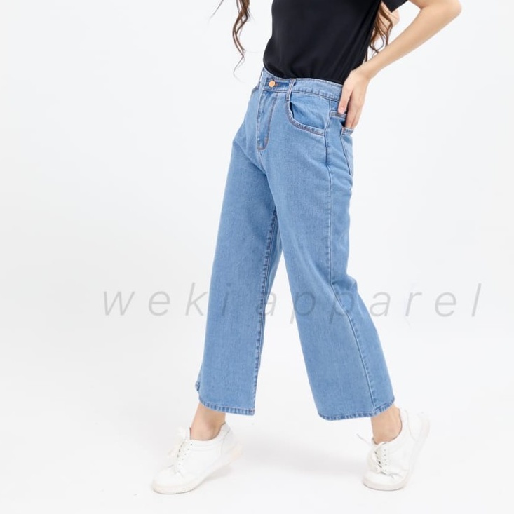 Weki _ Highwaist Kulot Jeans Medium Blue