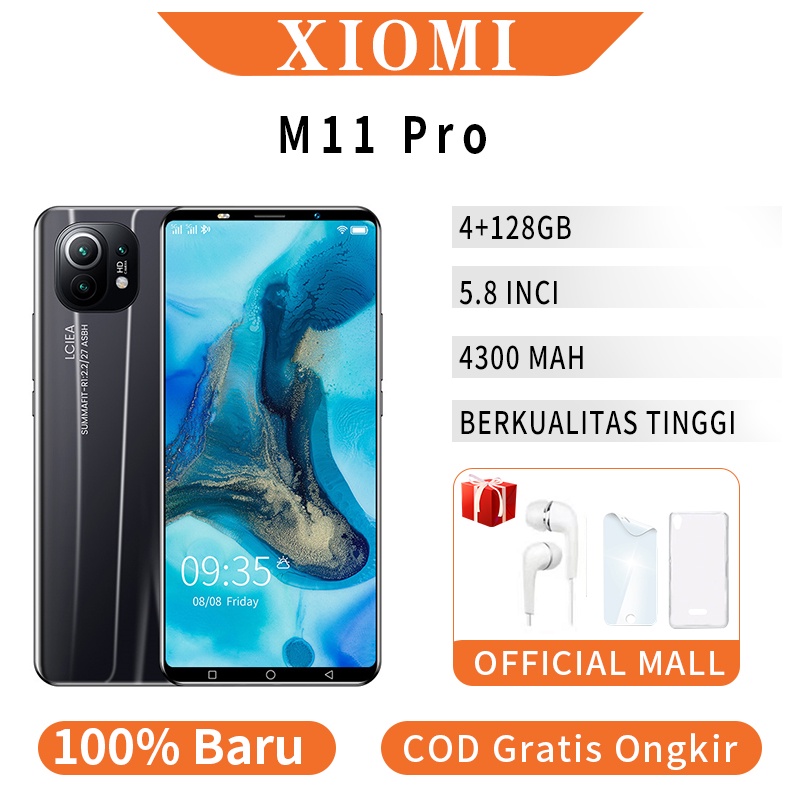 [ hp XIOMI baru ] XIOMI M11 PRO Asli RAM 4 GB+128 GB ROM M11 Pro Handphone 5.8inci 4G jaringan inti 