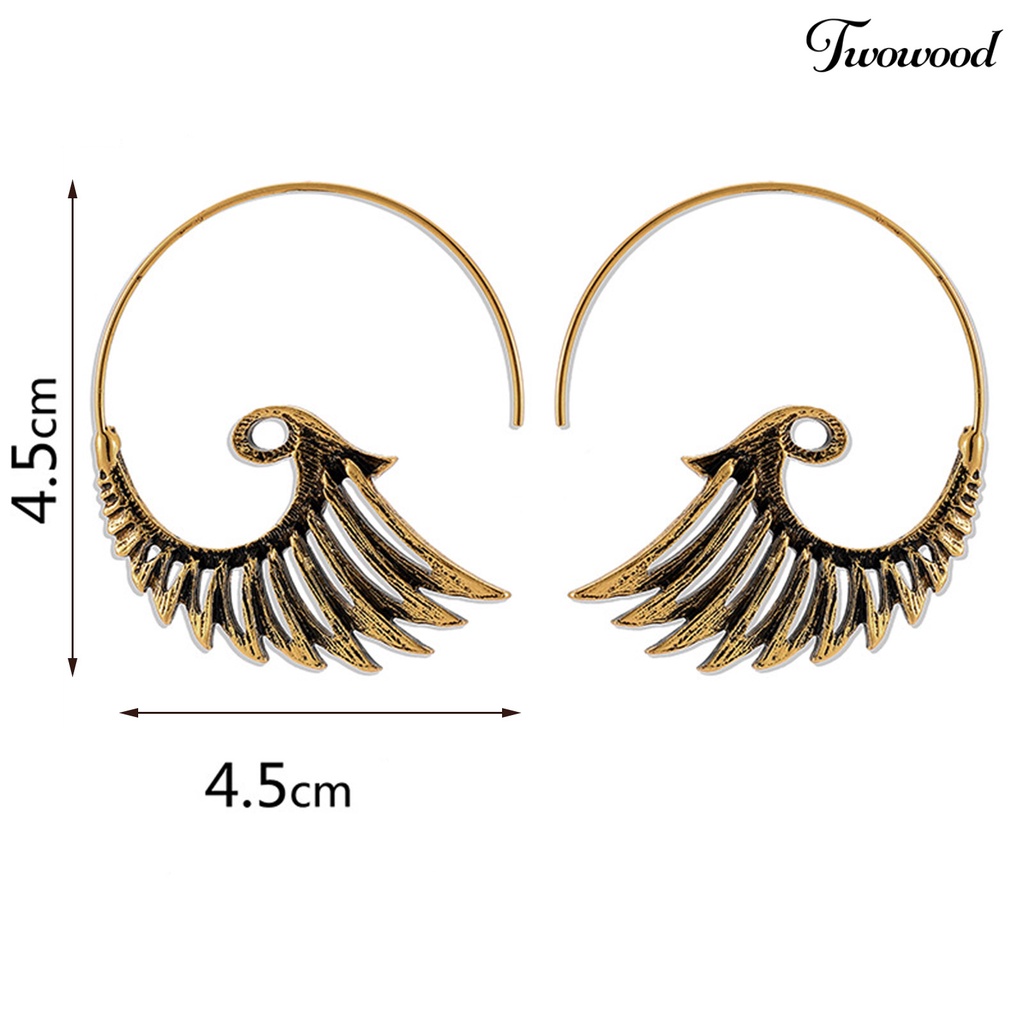 1 Pasang Anting Kait Juntai Bentuk Spiral Merak Bahan Alloy Gaya Etnik Retro Untuk Wanita