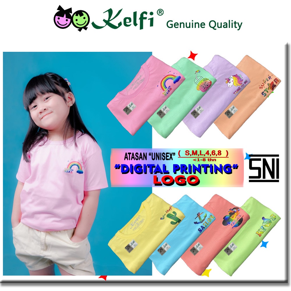 PROMO 10.10 KELFI BAJU KAOS ANAK UNISEX =&gt; DIGITAL PRINTING LOGO