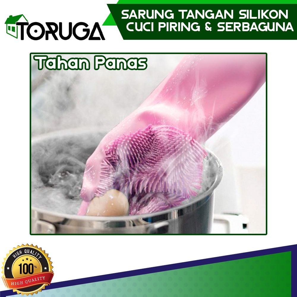 Sarung Tangan Latex Cuci Piring Silikon Karet Rubber Gloves Sikat Pembersih Serbaguna