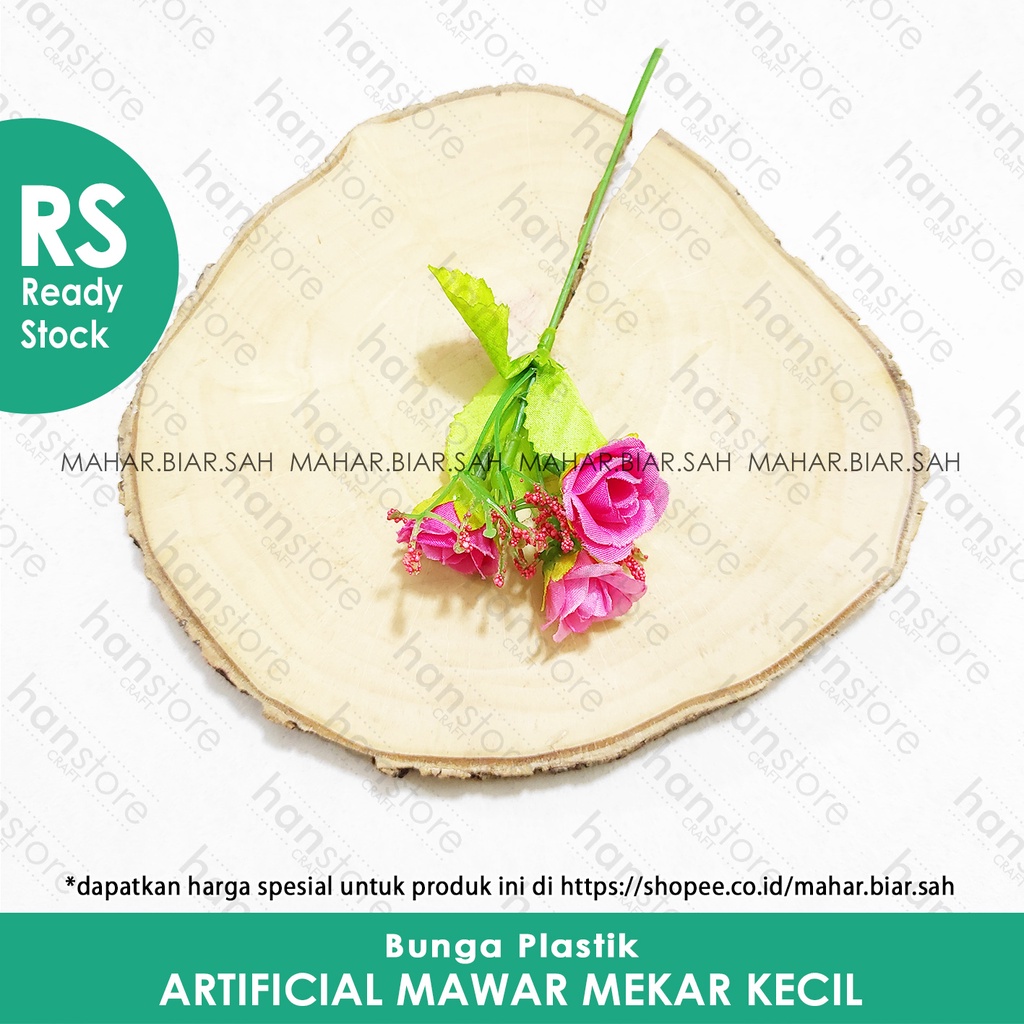 1 Pcs Bunga Artificial Mawar Mekar Kecil / bunga dekorasi mahar / bunga plastik / SHABBY / Dekorasi-Merah Fanta