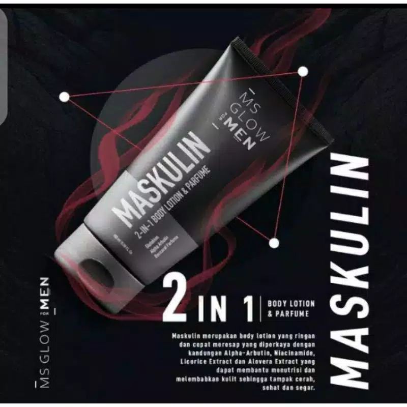 MS GLOW FOR MEN MASKILIN 2IN1 BODY LOTION &amp; FARFUM / MASKULIN MS GLOW MEN