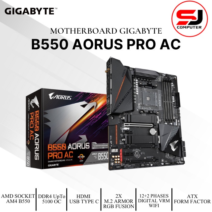 GIGABYTE B550 AORUS PRO AC MOTHERBOARD AM4