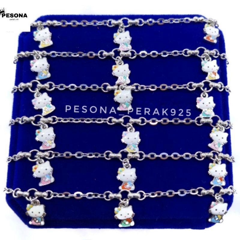 GELANG PERAK ASLI SILVER 925 LAPIS EMAS PUTIH - GELANG RANTAI ANAK GANTUNGAN KARAKTER- PERHIASAN PER