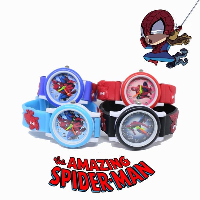 Best Promo! JAM TANGAN ANAK KARAKTER SPIDERMAN JAM TANGAN RUBBER ANALOG Sale!