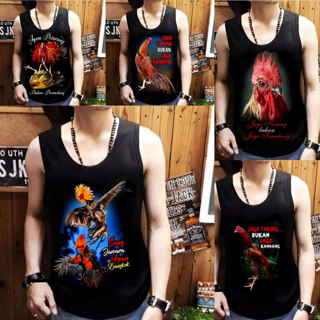 [COD] Shalch trendy - Singlet pria motif Ayam Sang Jawara