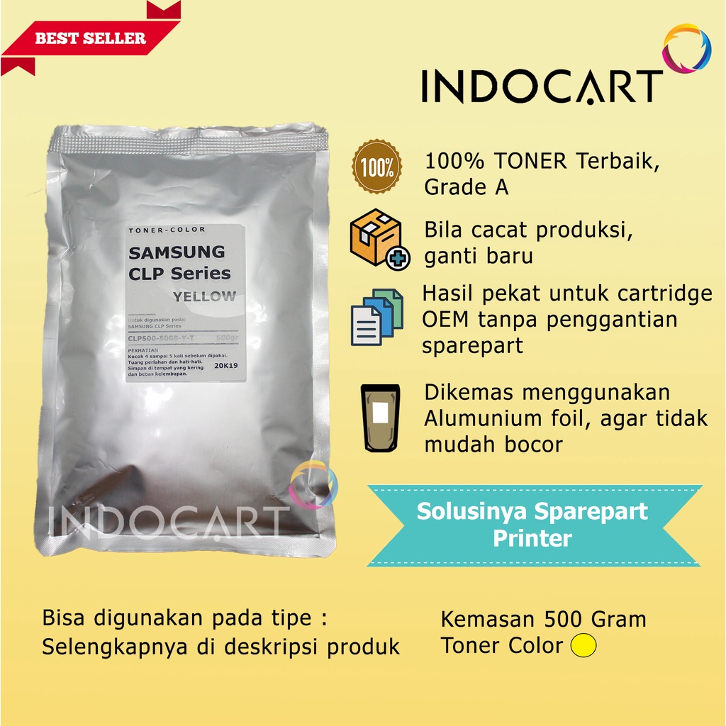 Serbuk Toner Warna Jepang-Samsung CLP 300 350 500 510 600 660-CMY-500g