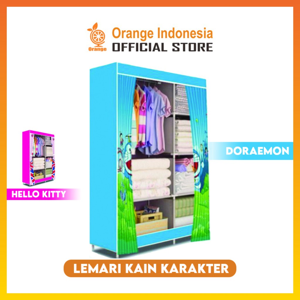 Lemari Pakaian 2 Sisi  Lemari Baju Karakter Hellokitty dan Doraemon WHFURNITURE