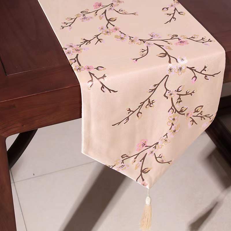 Taplak Meja Tamu Panjang/Table Runner/Taplak Meja Tengah Oriental Motif Sakura