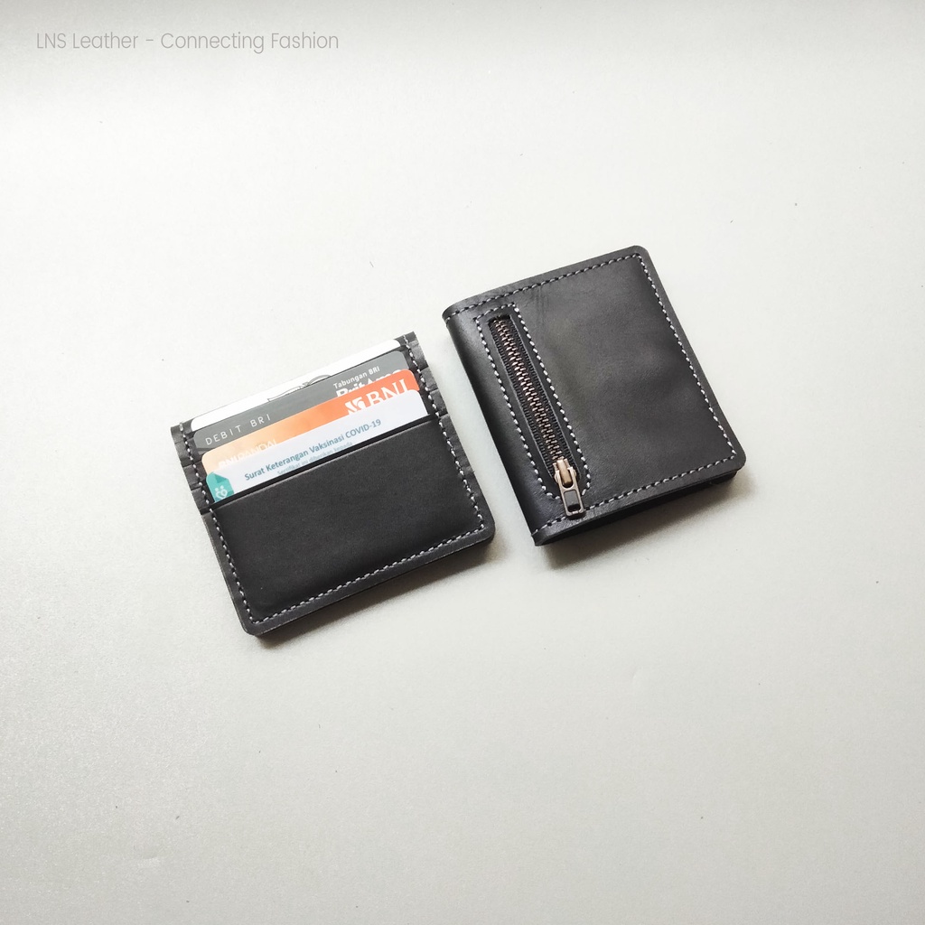 Dompet Kulit Card Holder Sleting Export Quality - Wallet Card Hitam - WSCH009