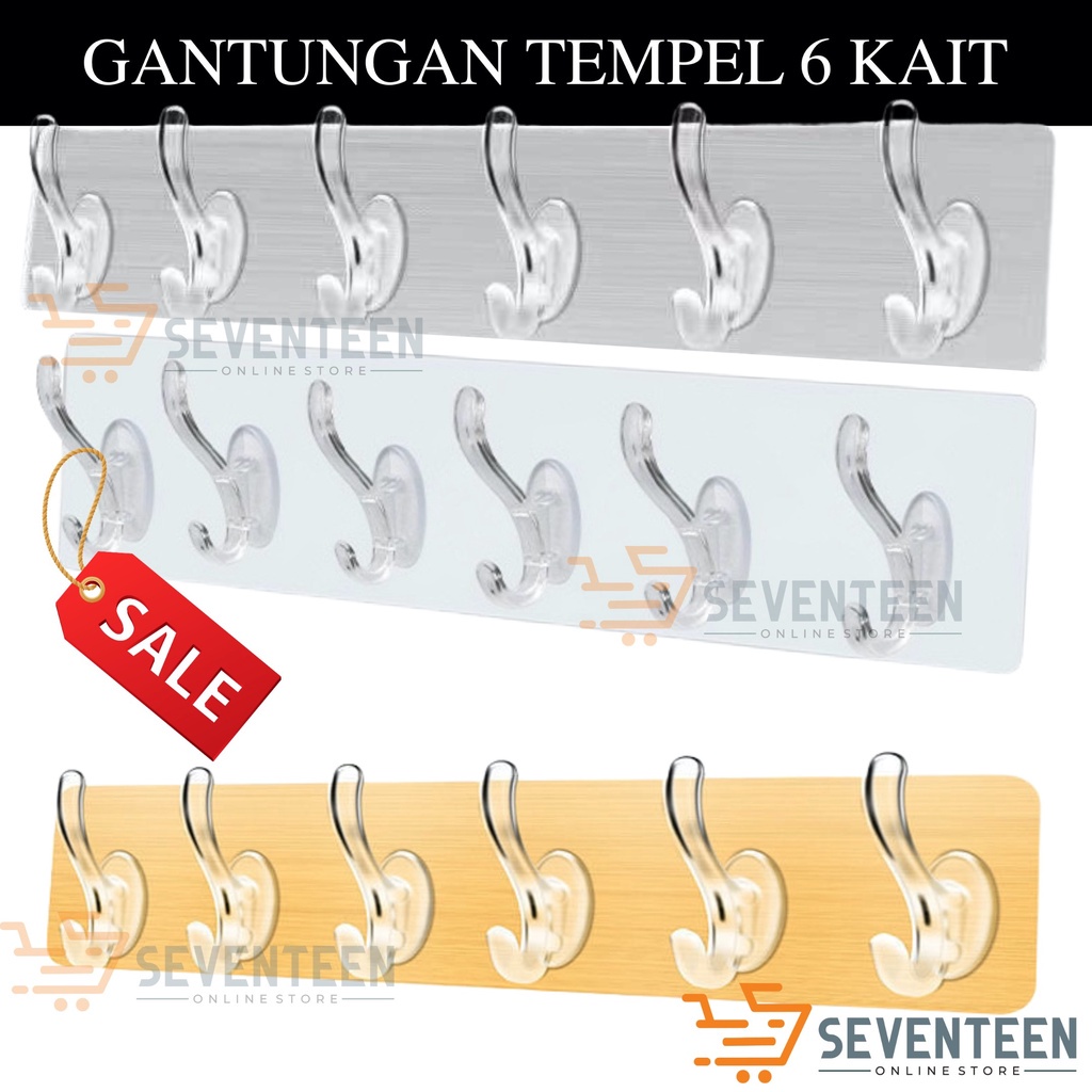 GANTUNGAN TEMPEL MAGIC 6 KAIT SUPER KUAT / CANTOLAN TEMPEL DINDING / CANTOLAN DAPUR BAJU PAKAIAN