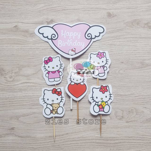 Cake topper happy birthday / cake topper hello kitty / hiasan kue