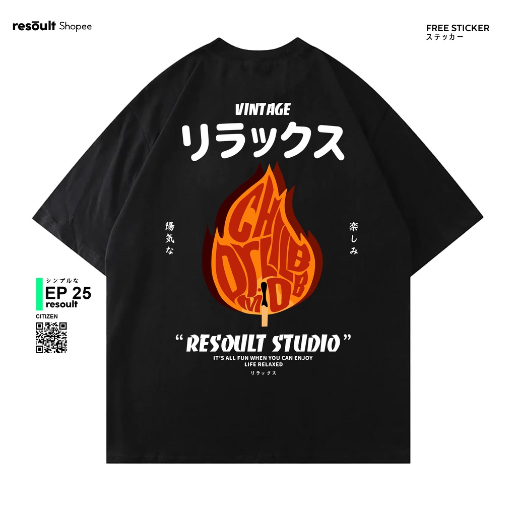 Kaos Hitam Resoult.co  - EPS 25 Lite Fire - Tshirt / Tees Hitam