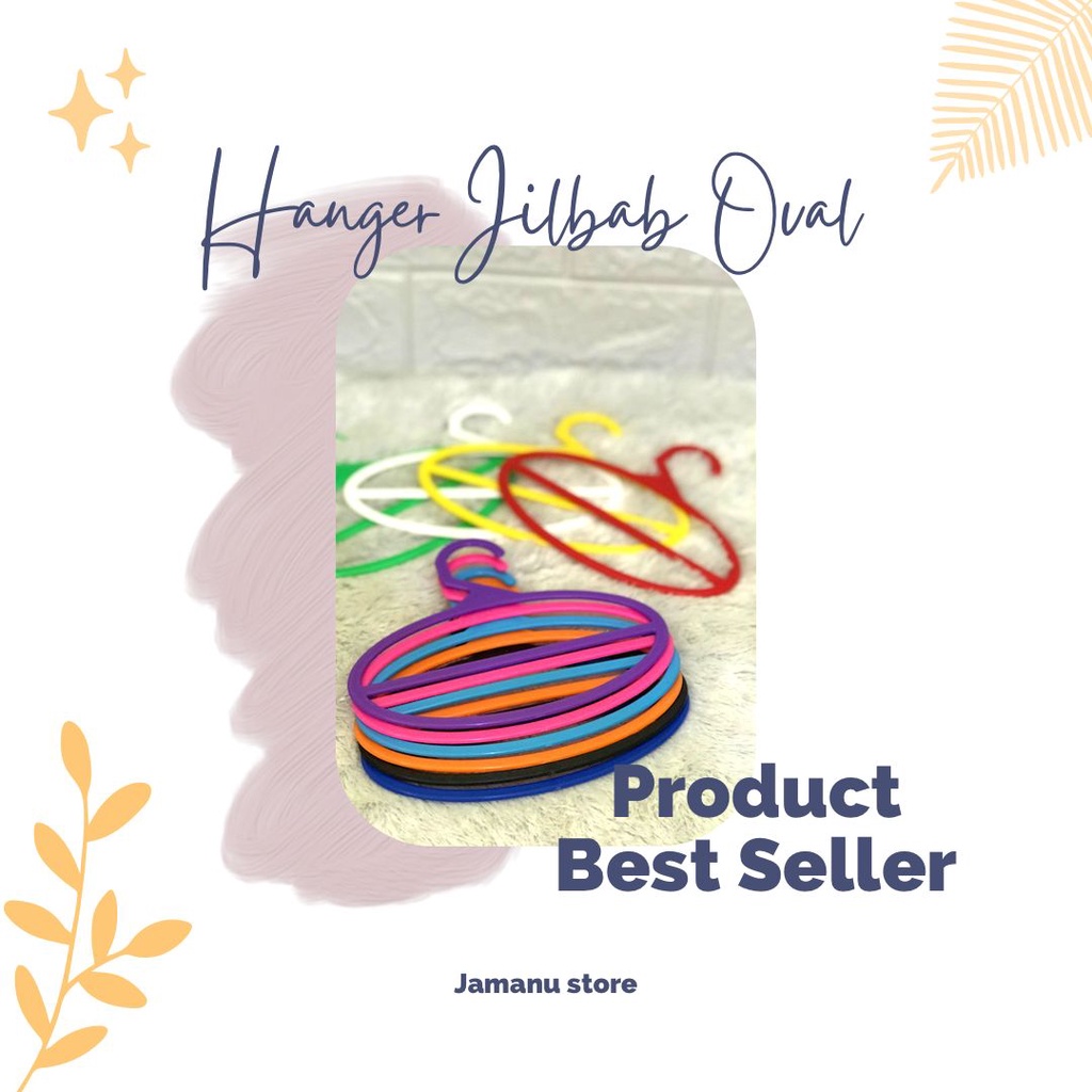 Hanger gantungan Jilbab Hijab Oval bijian Premium Warna Lengkap