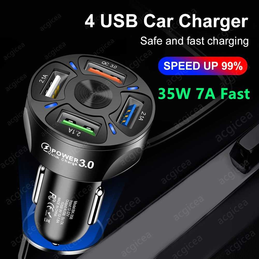 Charger Mobil Quick Car Charger Casan Mobil USB Car Charge 48W Quick 7A Mini Fast Charging For iPhone 11 Xiaomi Huawei Mobile Phone Charger Adapter in Car