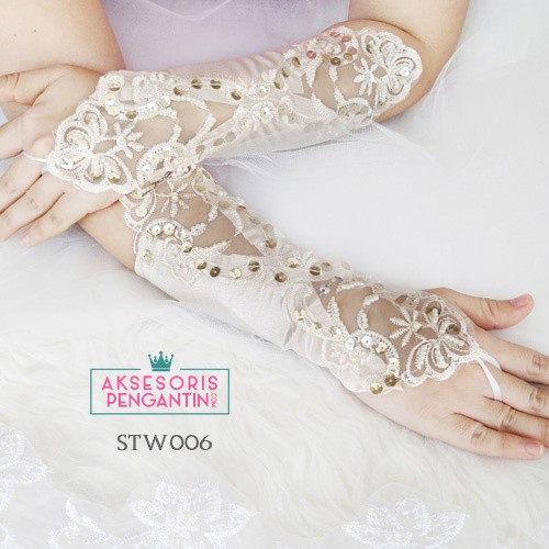 [BISA COD] SARUNG TANGAN PESTA AKSESORIS PENGANTIN WEDDING GLOVES NUDE STW006