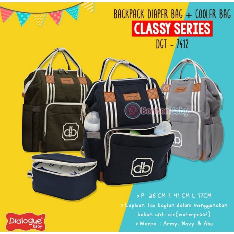 Dialogue backpack diaper bag + cooler bag DGT7412 / tas ransel set bayi