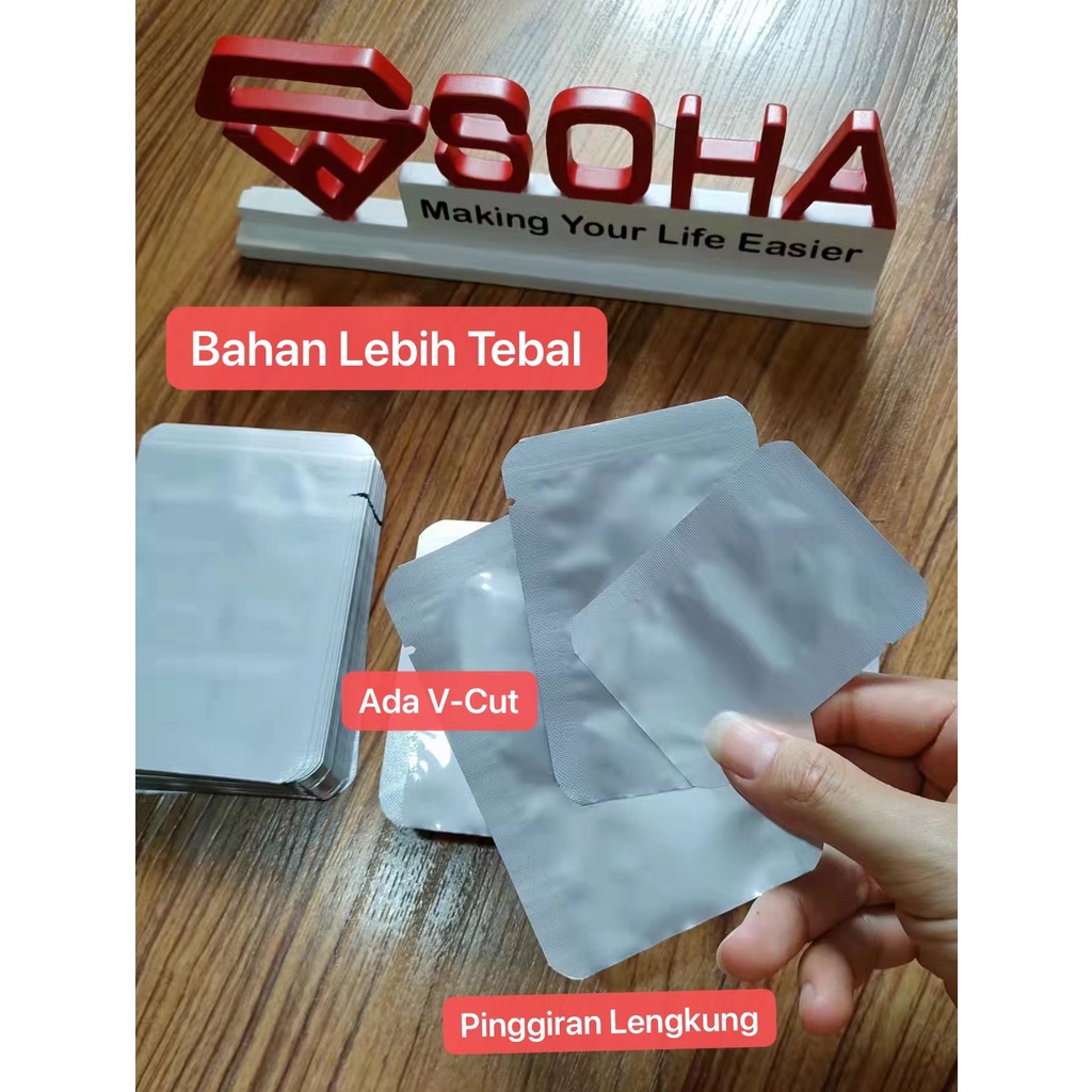 PVM-009 per 100 lembar Plastik Kemasan Sachet Kantong Full Aluminium Foil / Saset Snack Serbuk Bubuk Kopi Bumbu Racikan Sambel Full Alumunium