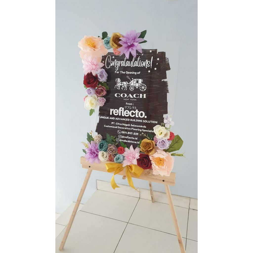 Standing Papan Bunga Akrilik wedding
