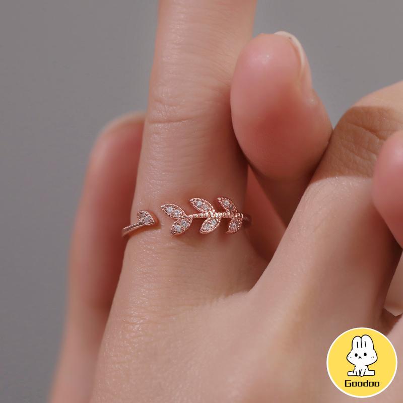 Perhiasan Wanita Cincin Wanita Mini Bisa Disesuaikan Berlapis Emas Model Bunga Untuk -Doo