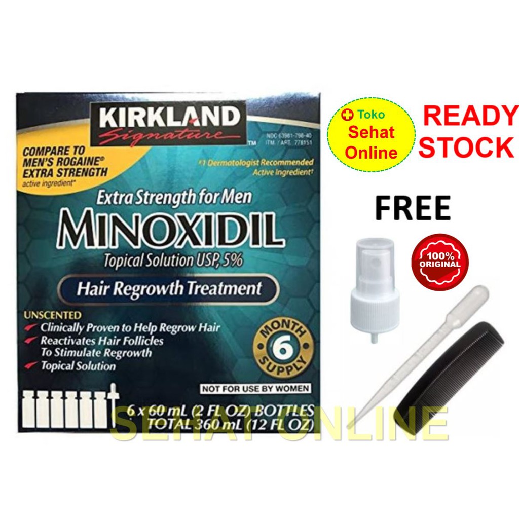 Kirkland Minoxidil 5% Extra Strength Penumbuh Rambut Pria 6 btl X 60 ML