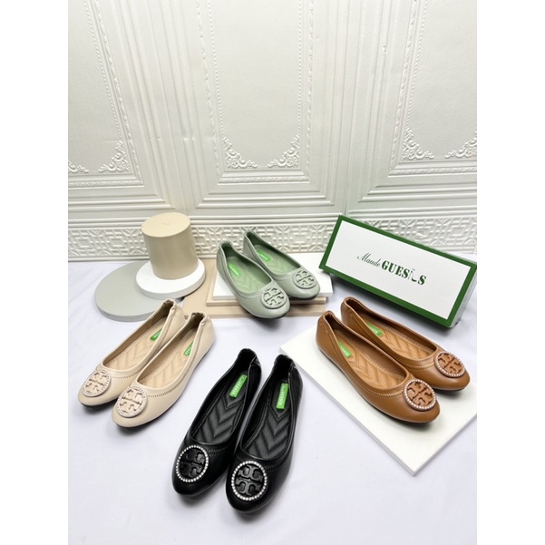 sepatu heel wanita terbaru kekinian pesta MAUDE GUESIS sepatu flat premium import bahan kulit TOR16