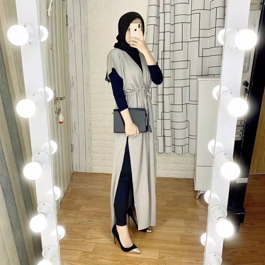 COD - OLIVARA DRESS GAMIS NAGITA KERUT SERUT PINGGANG POLOS LD 110 FIT S - XL FASHION MUSLIM WANITA MAXY PESTA KONDANGAN MODERN KEKINIAN TERMURAH TERLARIS-2