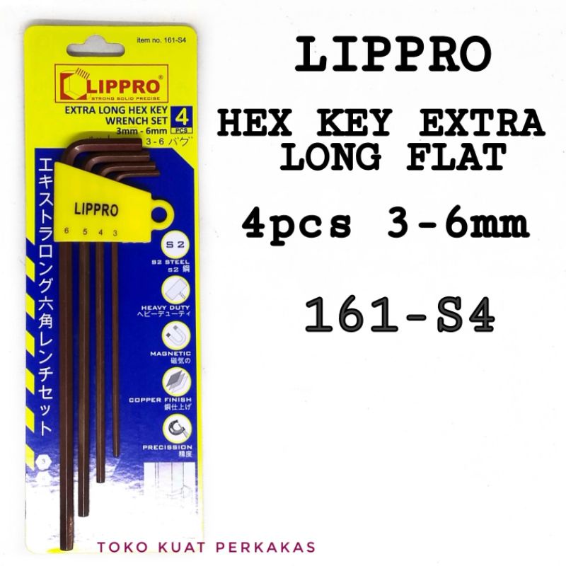 Kunci L set hex key extra long flat 4pcs 3mm - 6mm 161-S4 LIPPRO