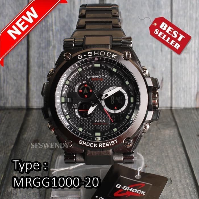 Jam G Shock Rantai STAINLESS STEEL Mrg-G1000 Mtg-G1000 Hitam black